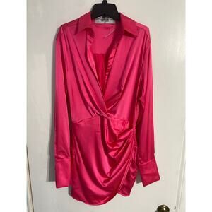 Dao Chloe Dao NWT women’s pink satin mini dress faux wrap size S event cocktail